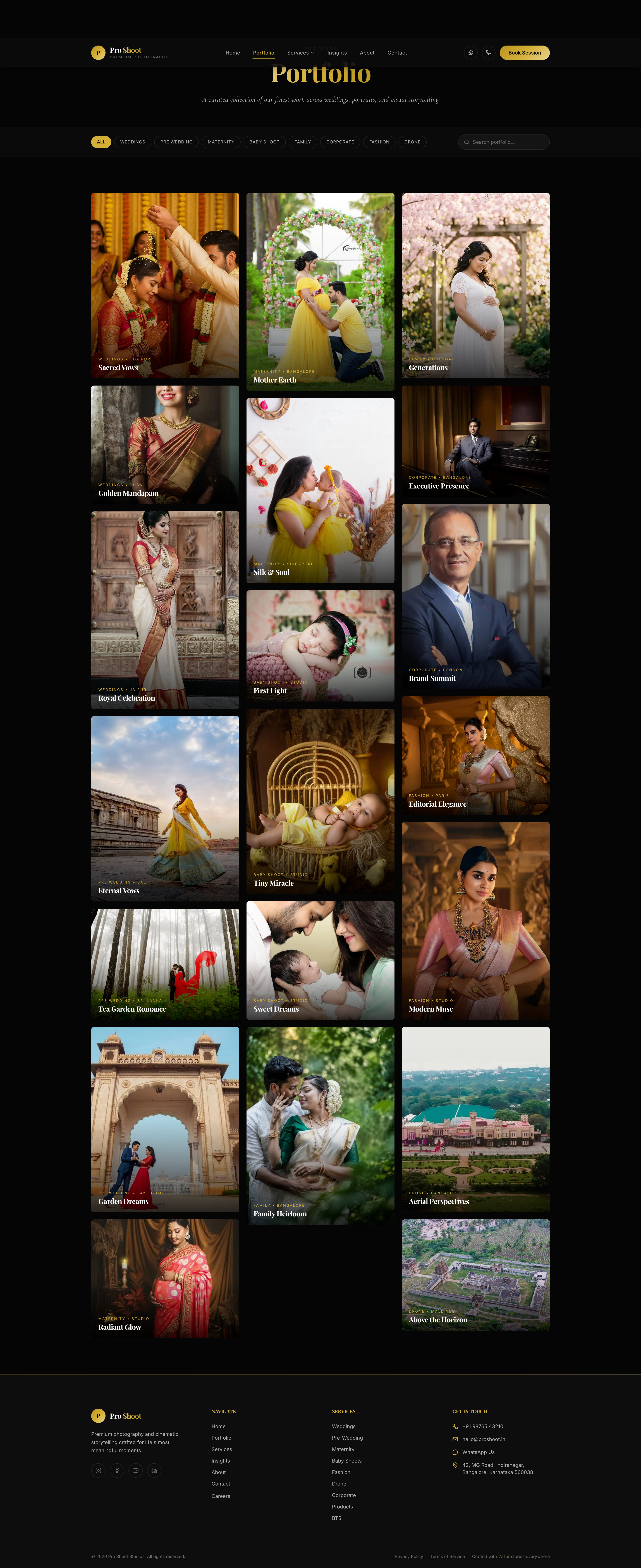 Pro Shoot portfolio gallery page